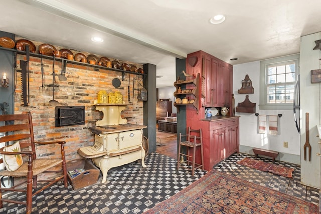 kitchen with beamed ceiling