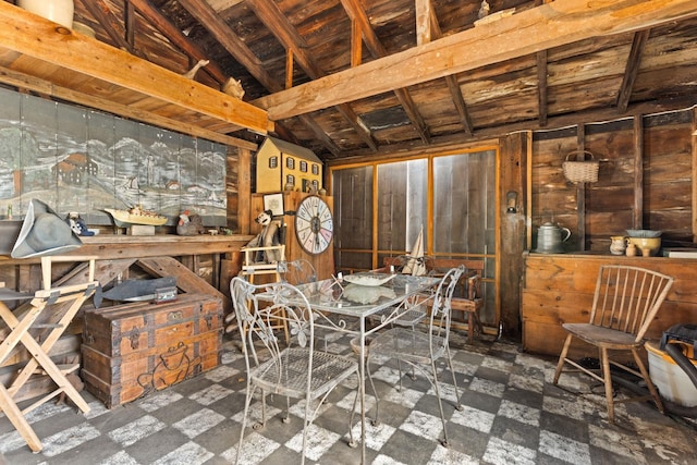 interior space with vaulted ceiling