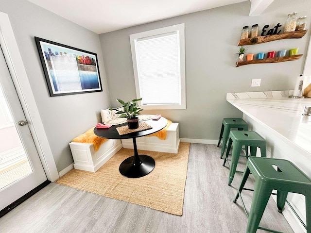 interior space with light hardwood / wood-style floors