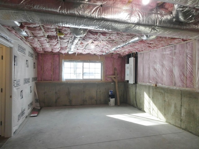 basement with electric panel