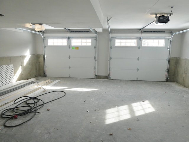 garage with a garage door opener