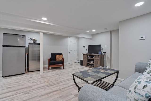 living room with light wood-type flooring