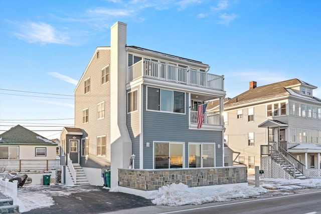 view of snow covered building