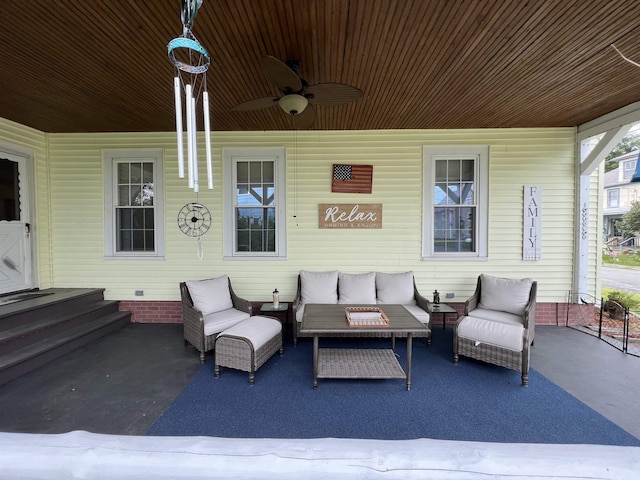 view of patio / terrace with an outdoor hangout area and ceiling fan