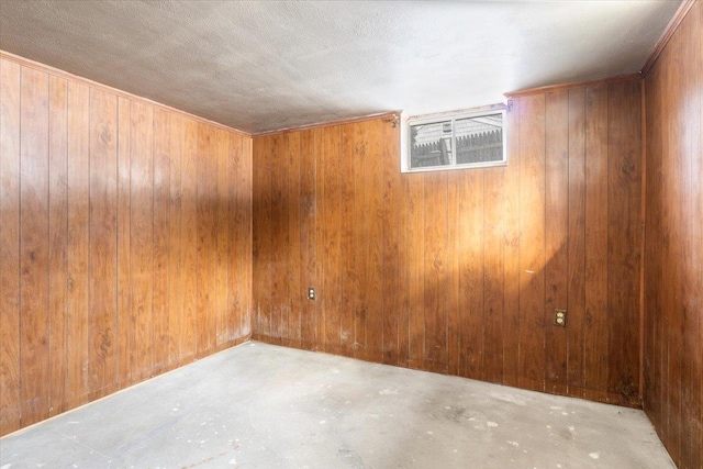 basement with wood walls