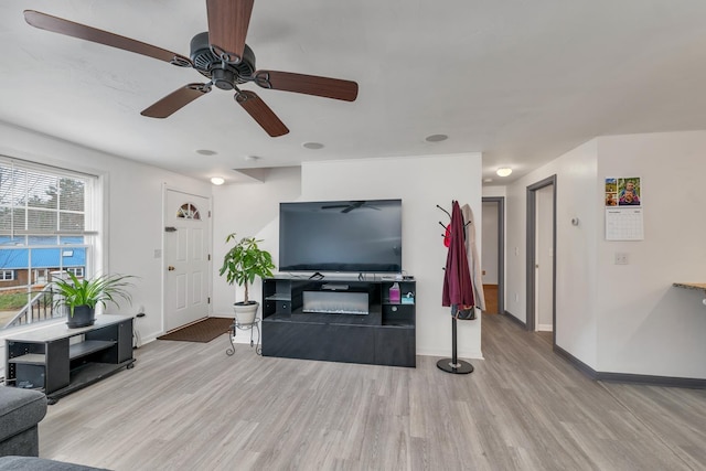 living room featuring light wood-type flooring