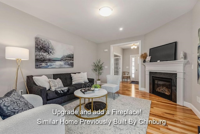 living room with wood-type flooring