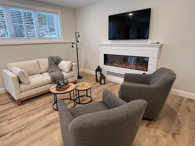 living room with light wood-type flooring