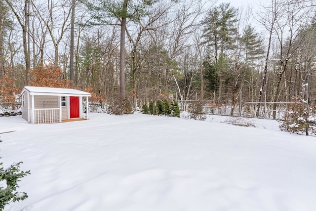 view of snowy yard