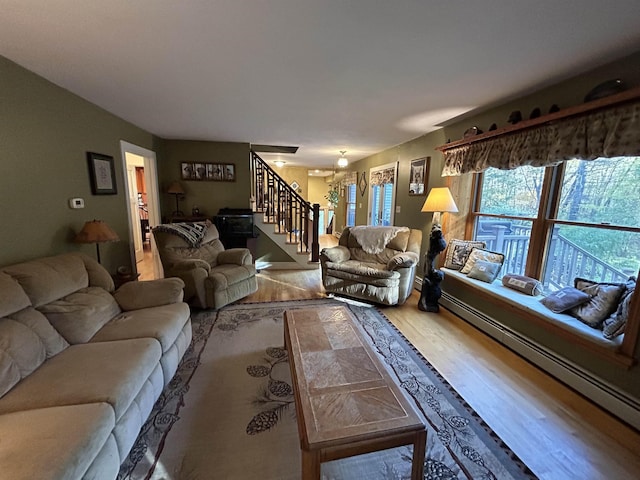 living room with hardwood / wood-style floors