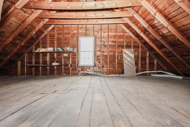 view of unfinished attic