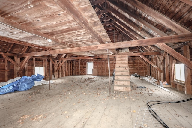 view of unfinished attic