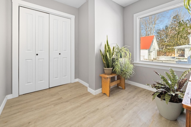 interior space with light hardwood / wood-style flooring