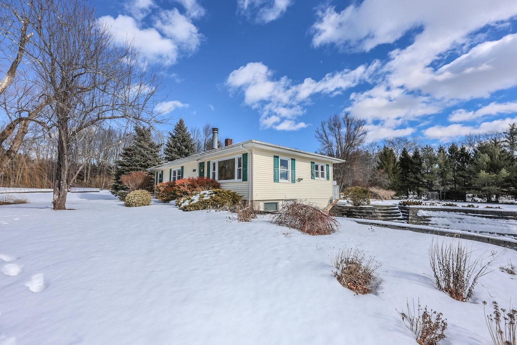 view of snow covered exterior