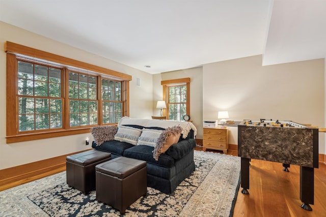 bedroom with hardwood / wood-style flooring