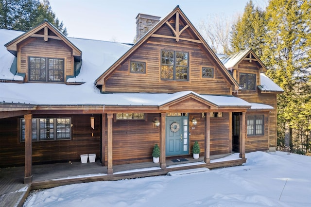 cabin with covered porch