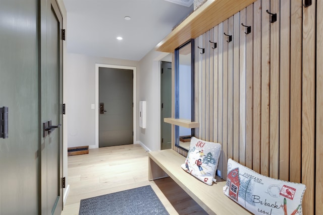 mudroom with light wood-type flooring