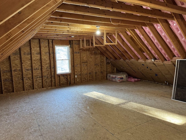 view of unfinished attic