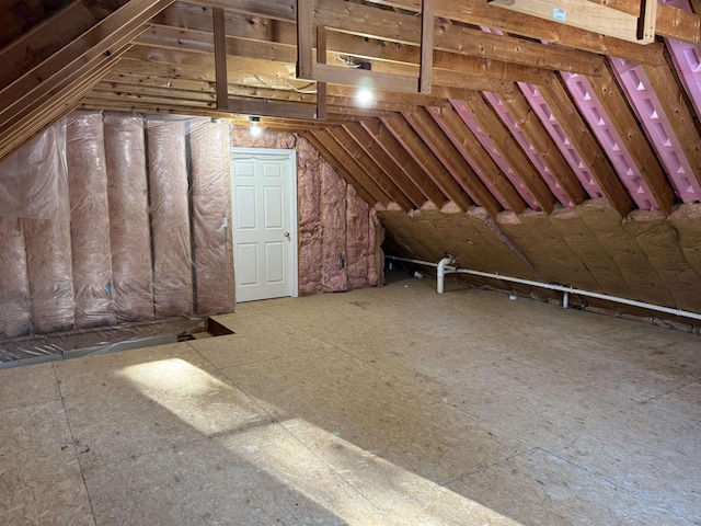 view of unfinished attic