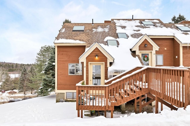 view of front of home with a wooden deck