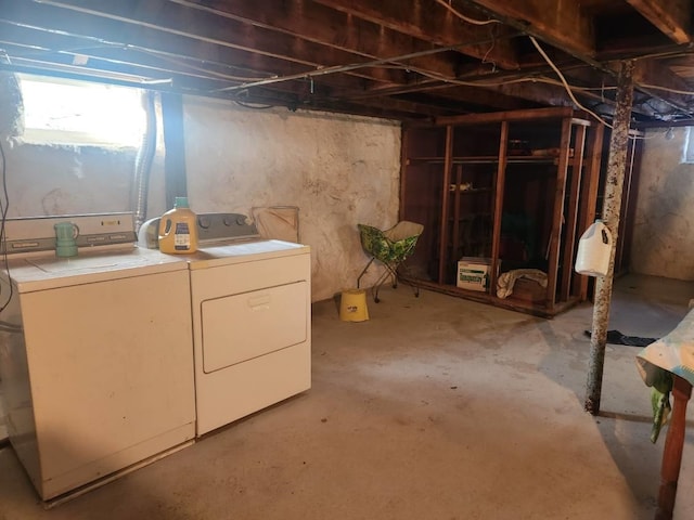 basement featuring washer and dryer