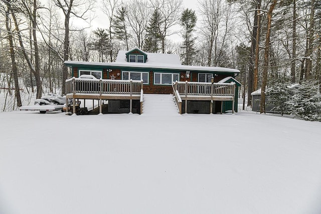 view of front of home with a deck