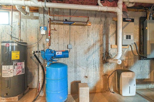 utility room with water heater