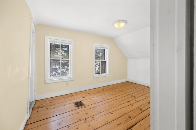 additional living space with lofted ceiling and wood-type flooring