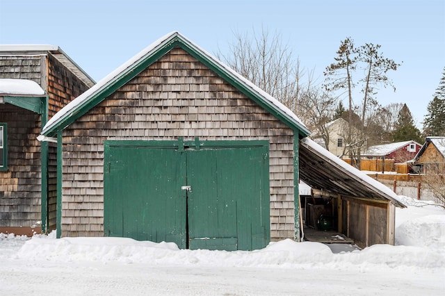 view of snow covered structure