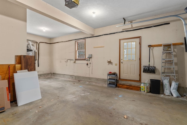 garage with a garage door opener