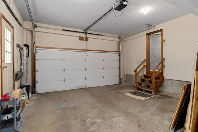 garage with a garage door opener