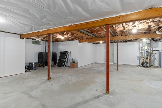 basement with water heater