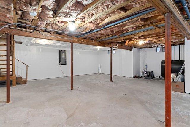 basement with electric panel