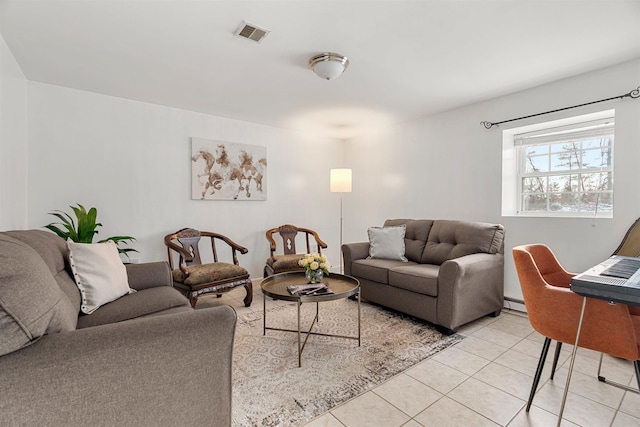 view of tiled living room