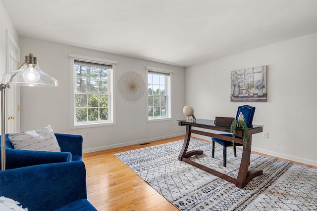 office featuring light wood-type flooring