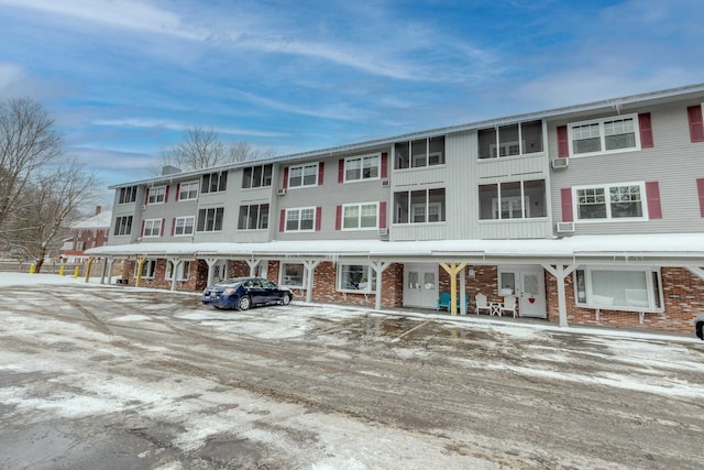 view of snow covered building