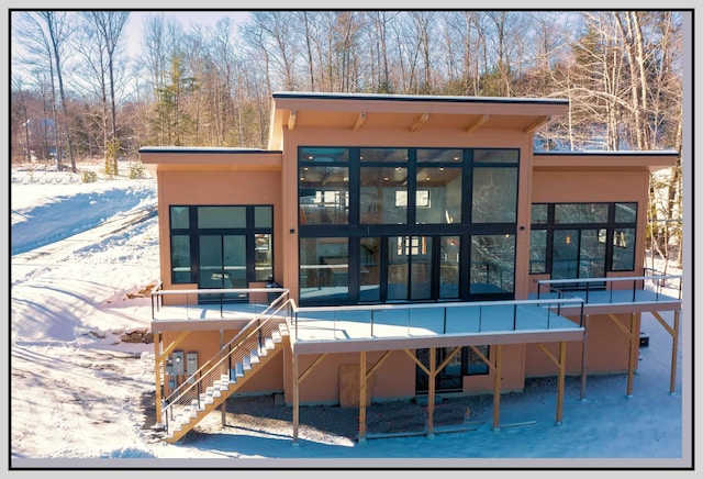 view of snow covered pool