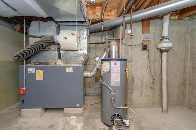 utilities featuring heating unit and water heater