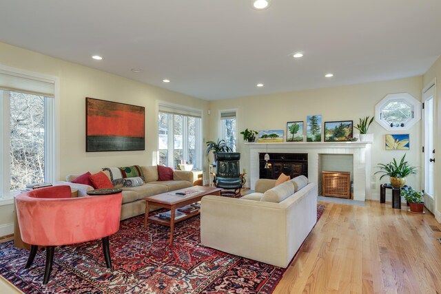 living room with light wood-type flooring