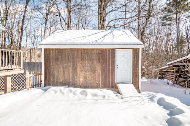 view of snow covered structure