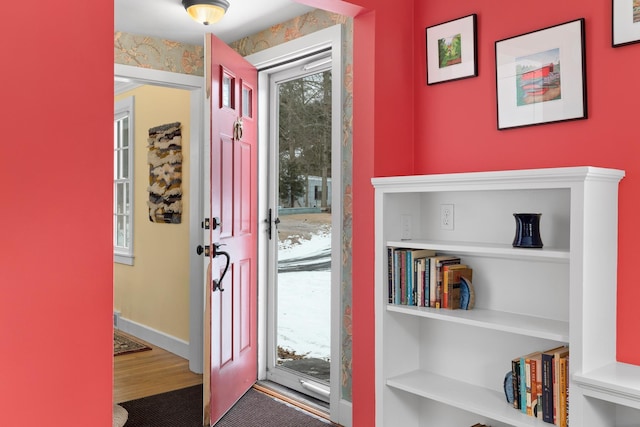 doorway featuring hardwood / wood-style flooring