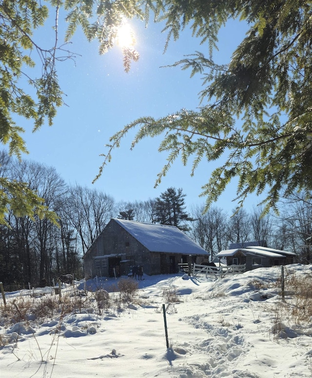 view of snow covered exterior