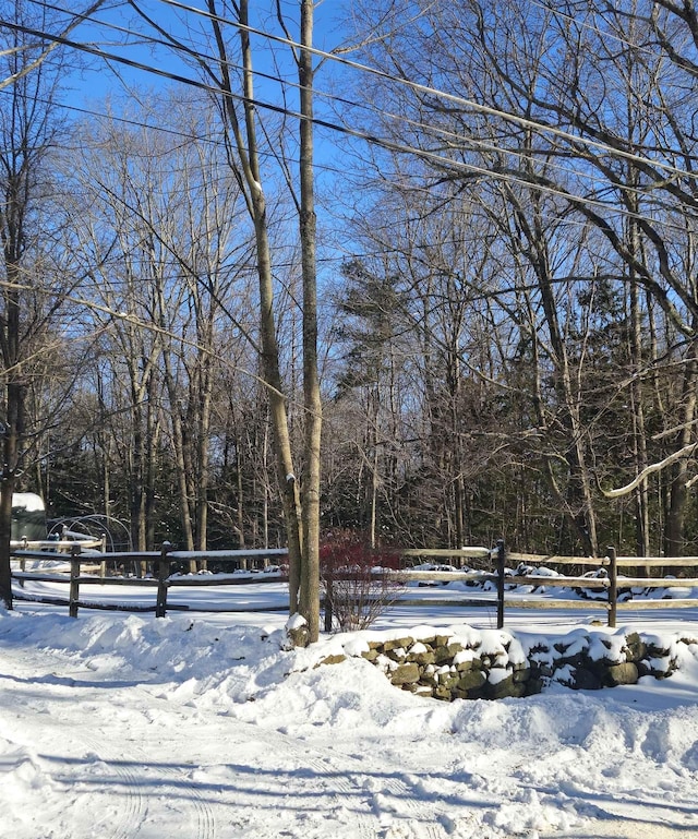 view of yard layered in snow