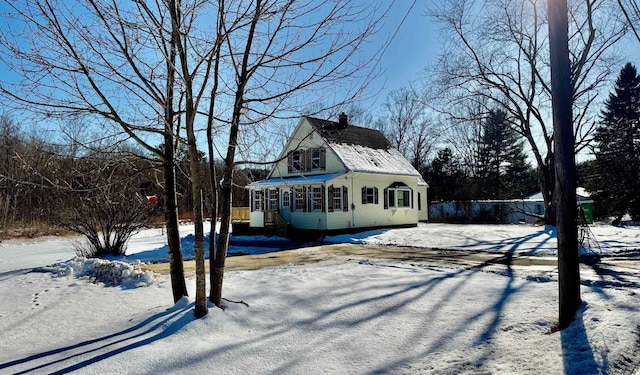 view of snow covered exterior