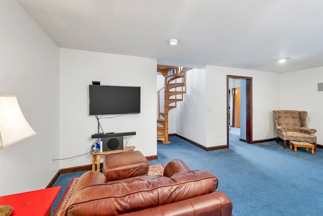 living room featuring carpet floors