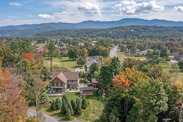 birds eye view of property featuring a mountain view