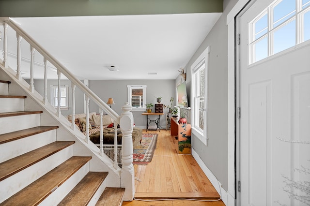 foyer entrance featuring wood-type flooring