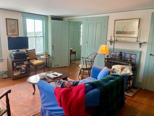 living room featuring hardwood / wood-style flooring