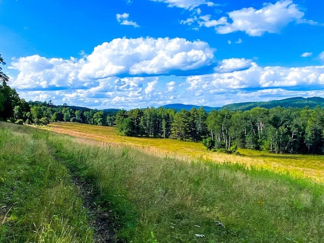 view of mountain feature with a rural view