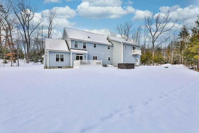 view of snow covered property